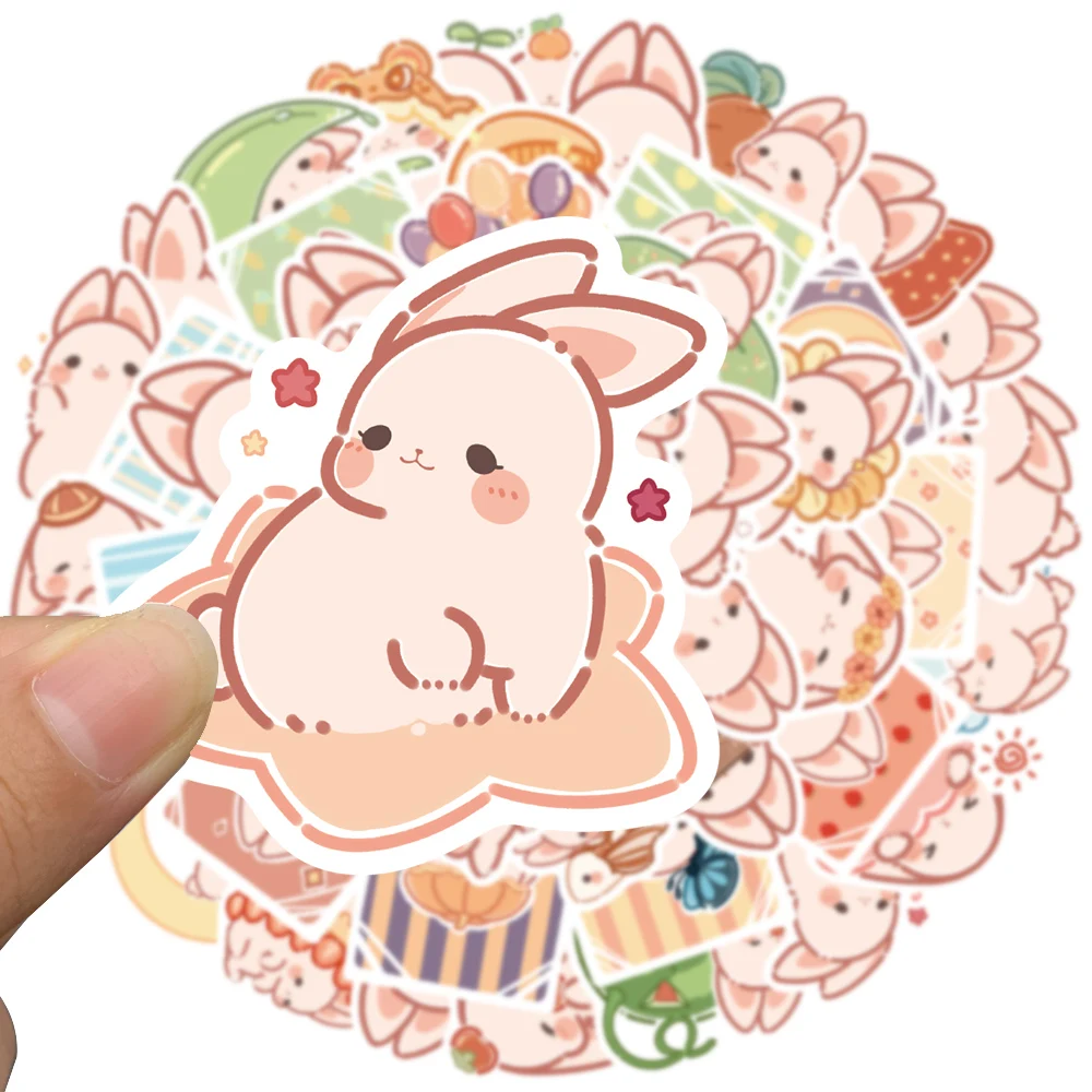 50PCS Kawaii Rabbit Bunny Cute Girl Stickers for DIY Motorcycle Stationery Bicycle Laptop Planner Scrapbook Kids Toy Sticker