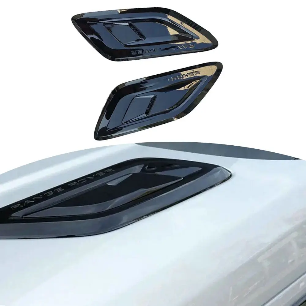 Black Front Hood Vent Trim Cover 2PCS Fits For Range Rover Sport L494 2018-2022 Direct Fit