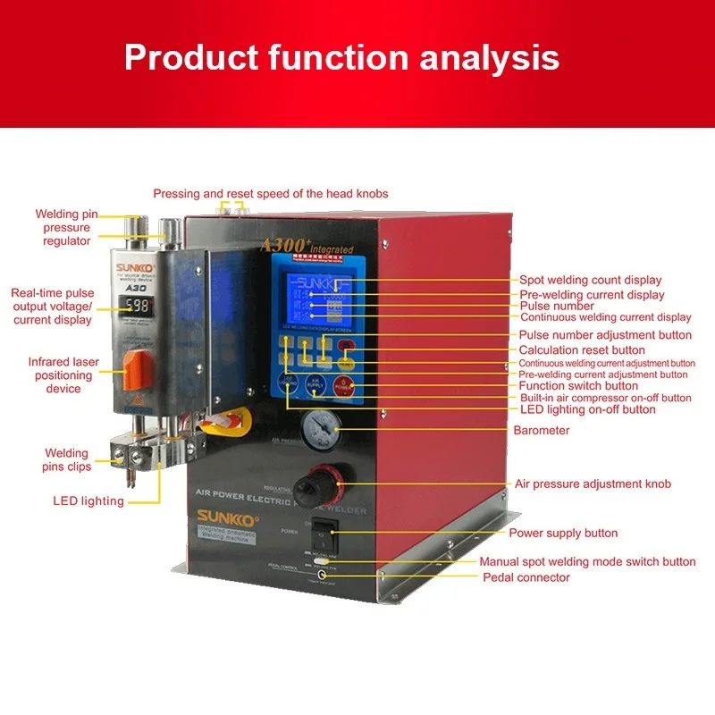 All In One A300+ Built-in Air Compressor Integrated Pneumatic Lithium Battery Spot Welder 6000W 1200A Industrial Grade Pneumatic