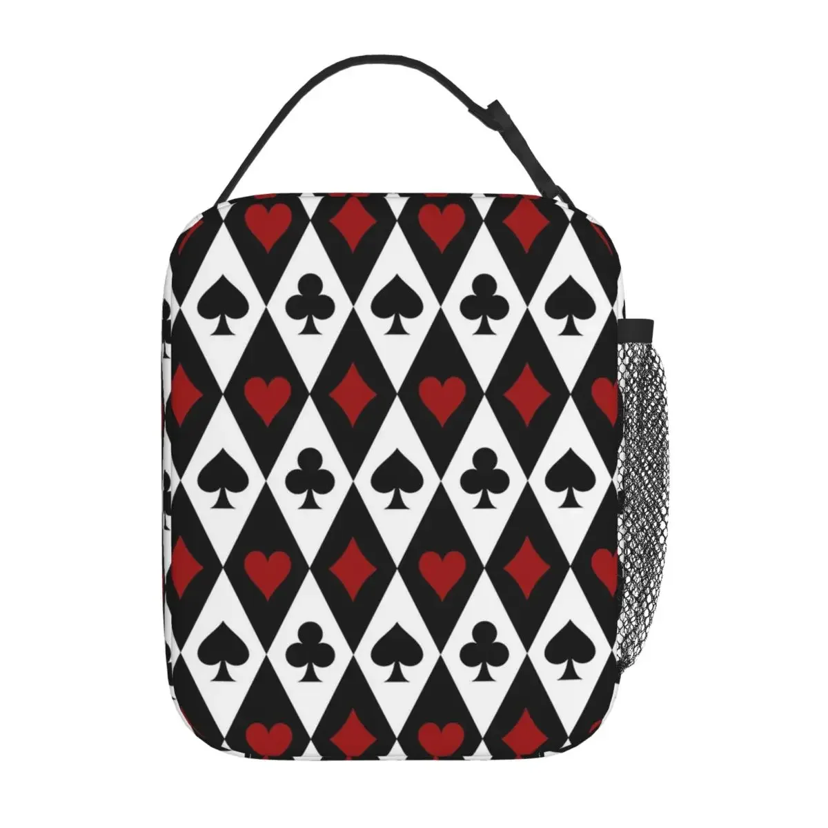 Playing Card Pattern Print Insulated Lunch Bag for Women Kids Leakproof Food Boxes Thermal Lunch Box Tote