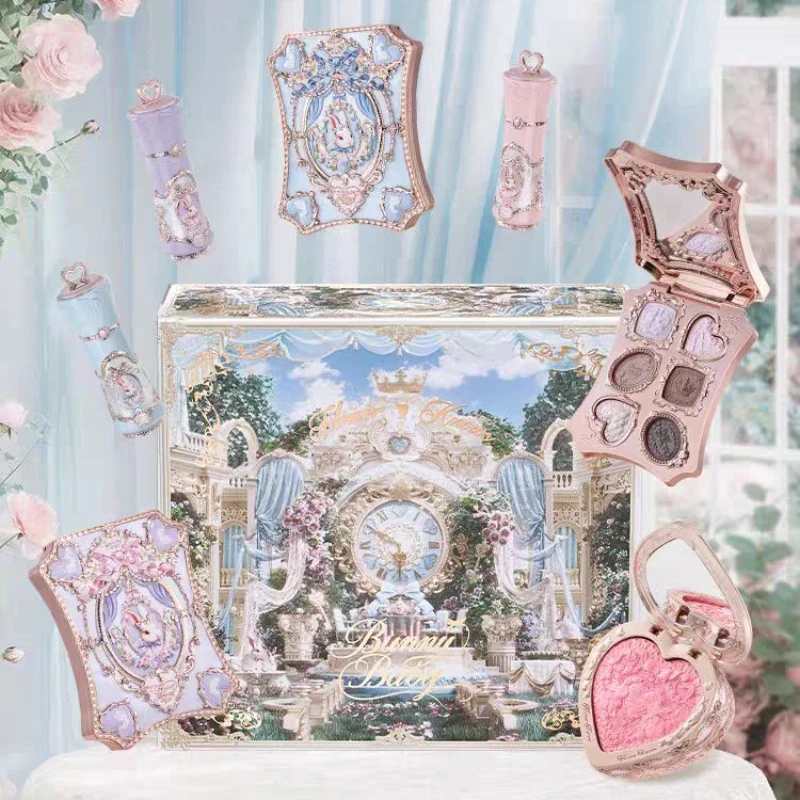 flower-knows-bunny-garden-collection-lip-cream-blush-air-cushion-cc-cream-liquid-foundation-eye-shadows-palette-makeup-set