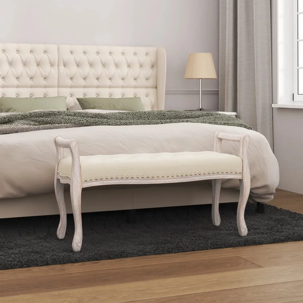 Bank 110x45x60 cm aus Leinen, Nachttischbank für Zuhause, Schlafzimmer, Freizeitbank mit Stauraum für Schlafzimmer, Eingangsbereich