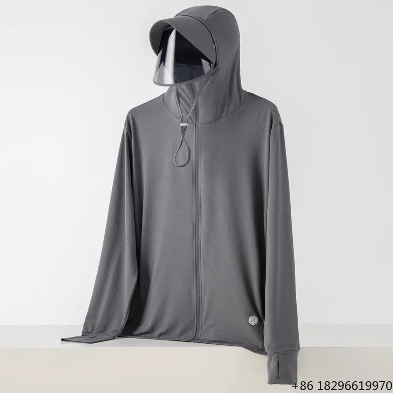 Couple UPF50+ Sun Protection Shirt Stretch Anti Wrinkle Detachable Hood Outdoor Anti UV Skin Jacket