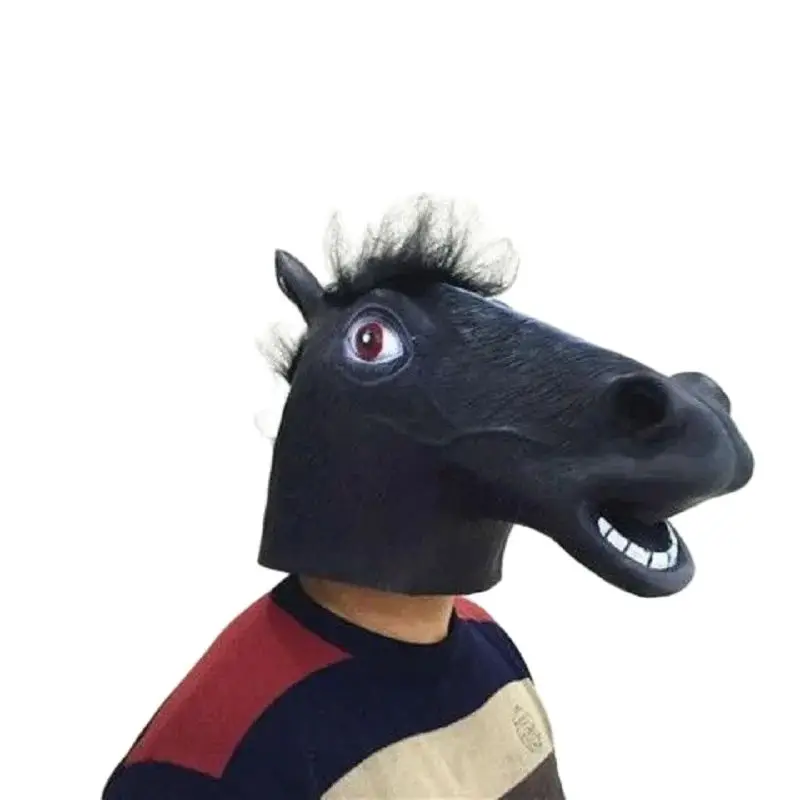 Dorosły biały koń maska ​​dziewczyna taniec głowa konia lateksowe maski zwierzęce nowość kostiumy na Halloween Cosplay nakrycia głowy tusz do rzęs De Latex