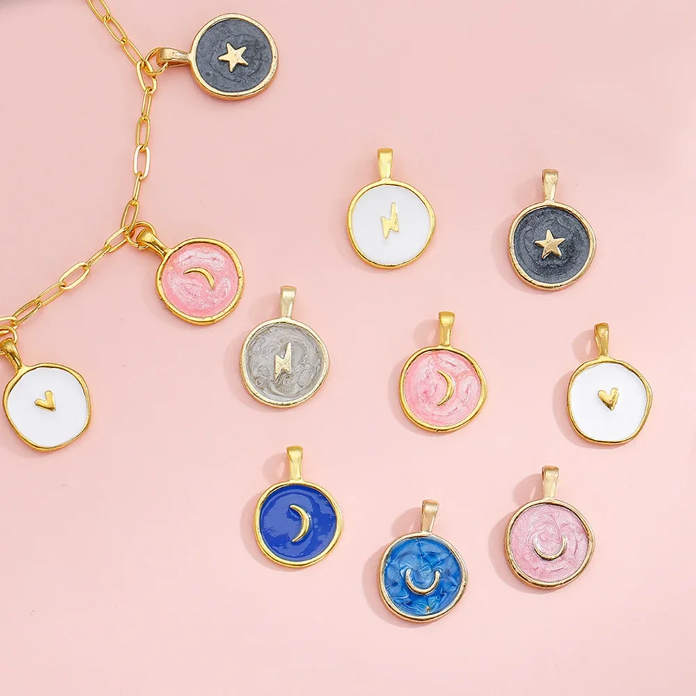 

diy accessories, alloy oil-dripping stars and moon hearts, fashionable and trendy clothing accessories