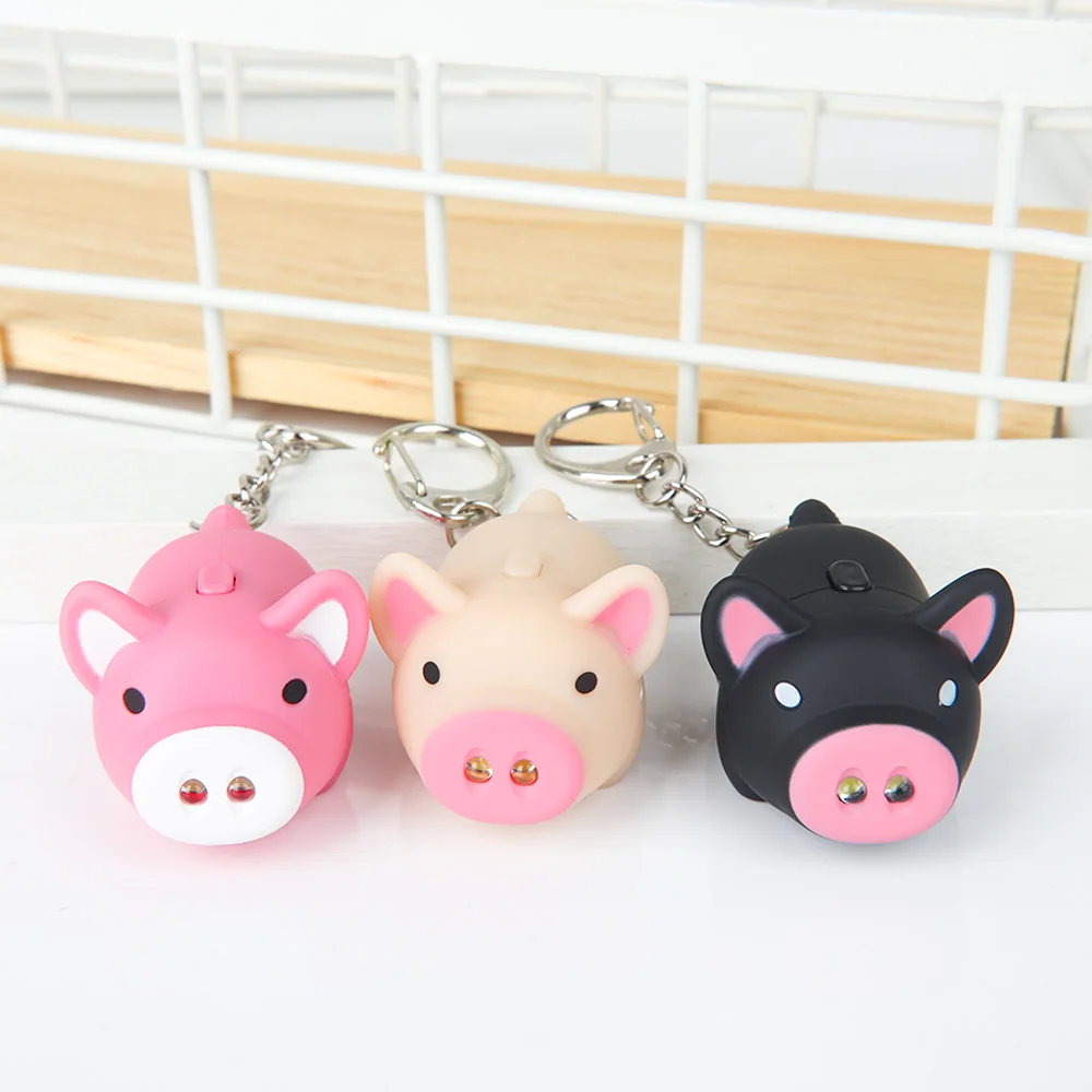 

1Pcs Piggy Doo Doo Pendant Mini Adorable Pig Keychain LED Luminous Sound Cartoon Pig Key Ring Lovely Boys Girls Kids Toy