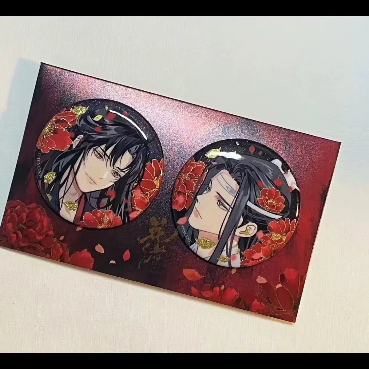 "모다오 주시" 꽃실 배지 Wangxian Xieshu Ji "Wei Wuxian LAN Wangji" Gu Zi 2D 애니메이션 주변기기