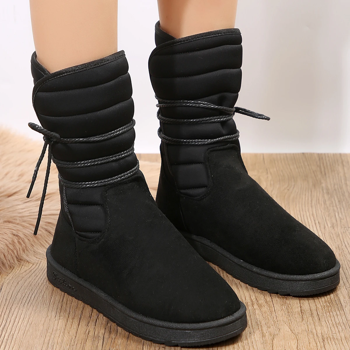 Women Boot Winter New Mid Length Snow Boot Plush Warm Cotton Shoe Knee Length Boot Winter Shoes Thickened Woolen BootsZapatos