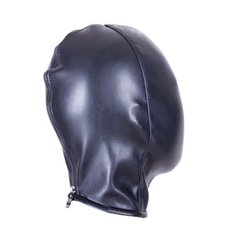 BDSM Bondage Headgear Soft Adjustable PU Leather Head Hood Closed Mask Open Nose Hole  Erotic Sex Toys Slave Roleplay