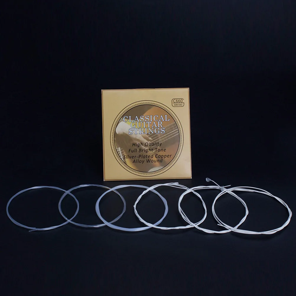 

6Pcs Guitar Strings Silver Plated Copper Alloy Sturdy Materials Easy to Replace Acoustic Electric Guitar Accessory