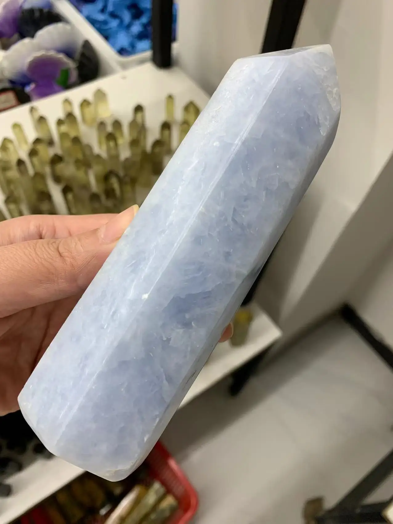 Natural Blue Calcite Crystal Quartz Obelisk Energy Gem Reiki Healing