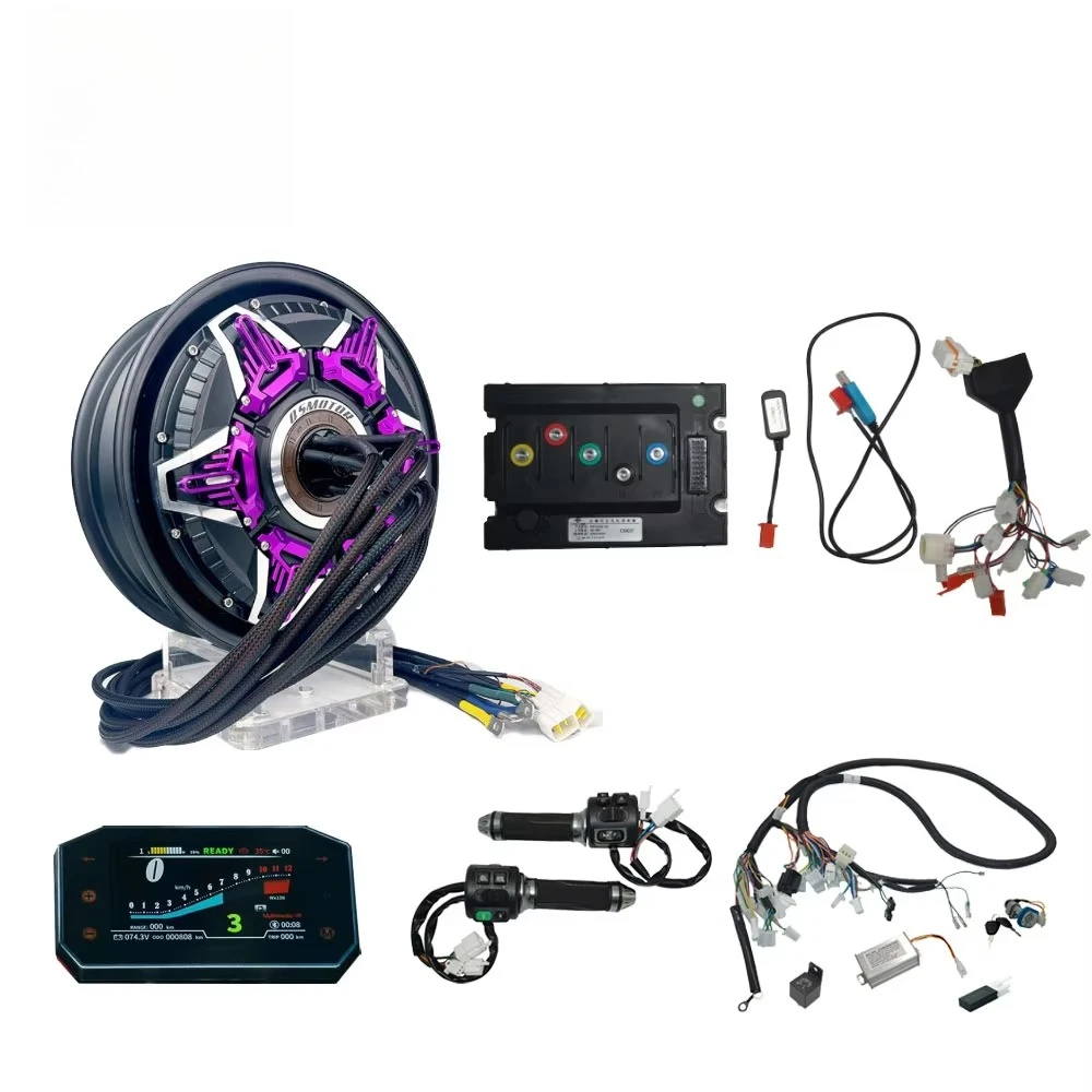 New QSMOTOR 12X3.5inch 72V 3000W 6000W Max 260 40H V4 Interplanetary Motor Kit CJ72450 Controller Z6 Throttle Rear Color