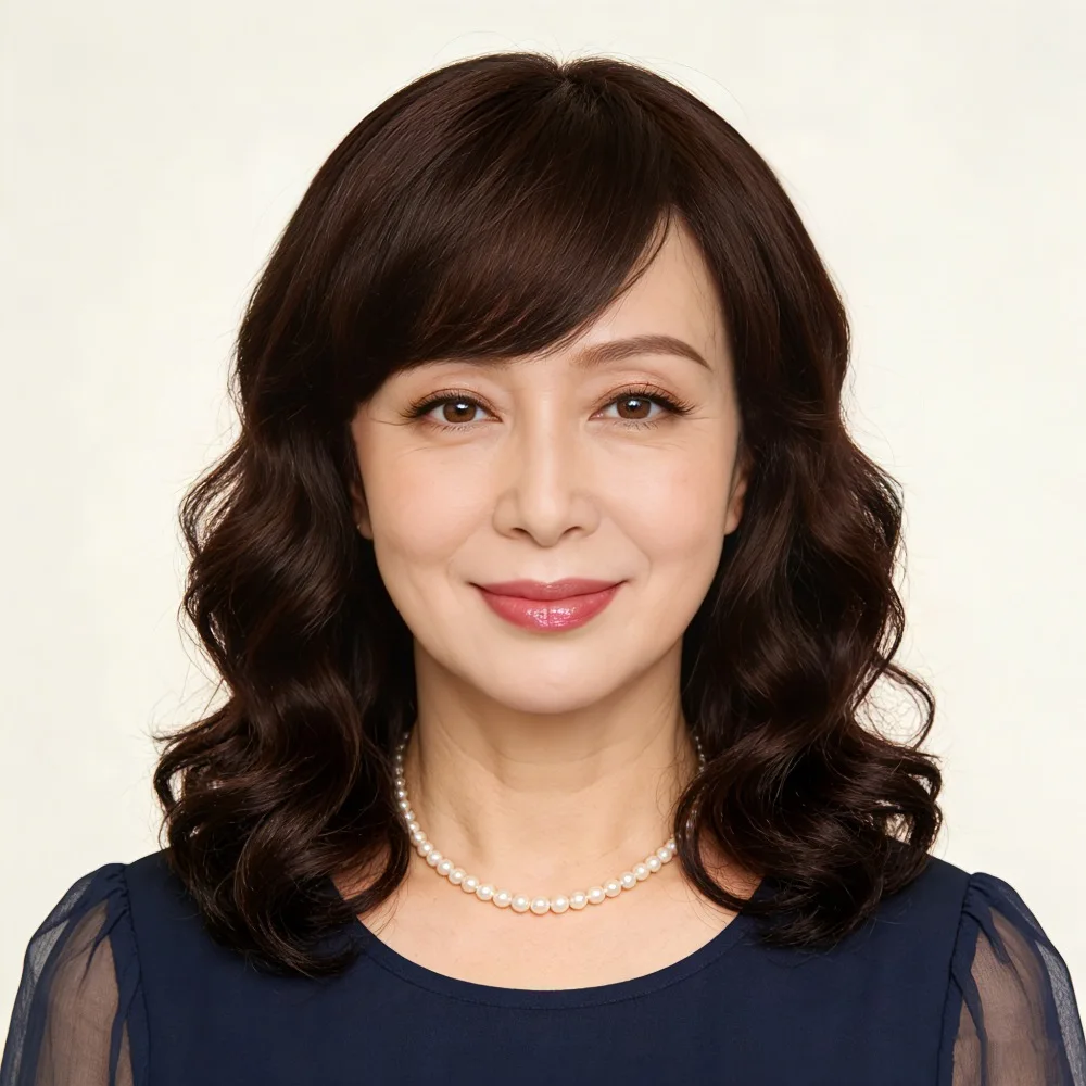 

Синтетический парик для женщин среднего и пожилого возраста, длинные волнистые волосы, на всю голову, реалистичный, средней длины, волнистая прическа, коричневый.