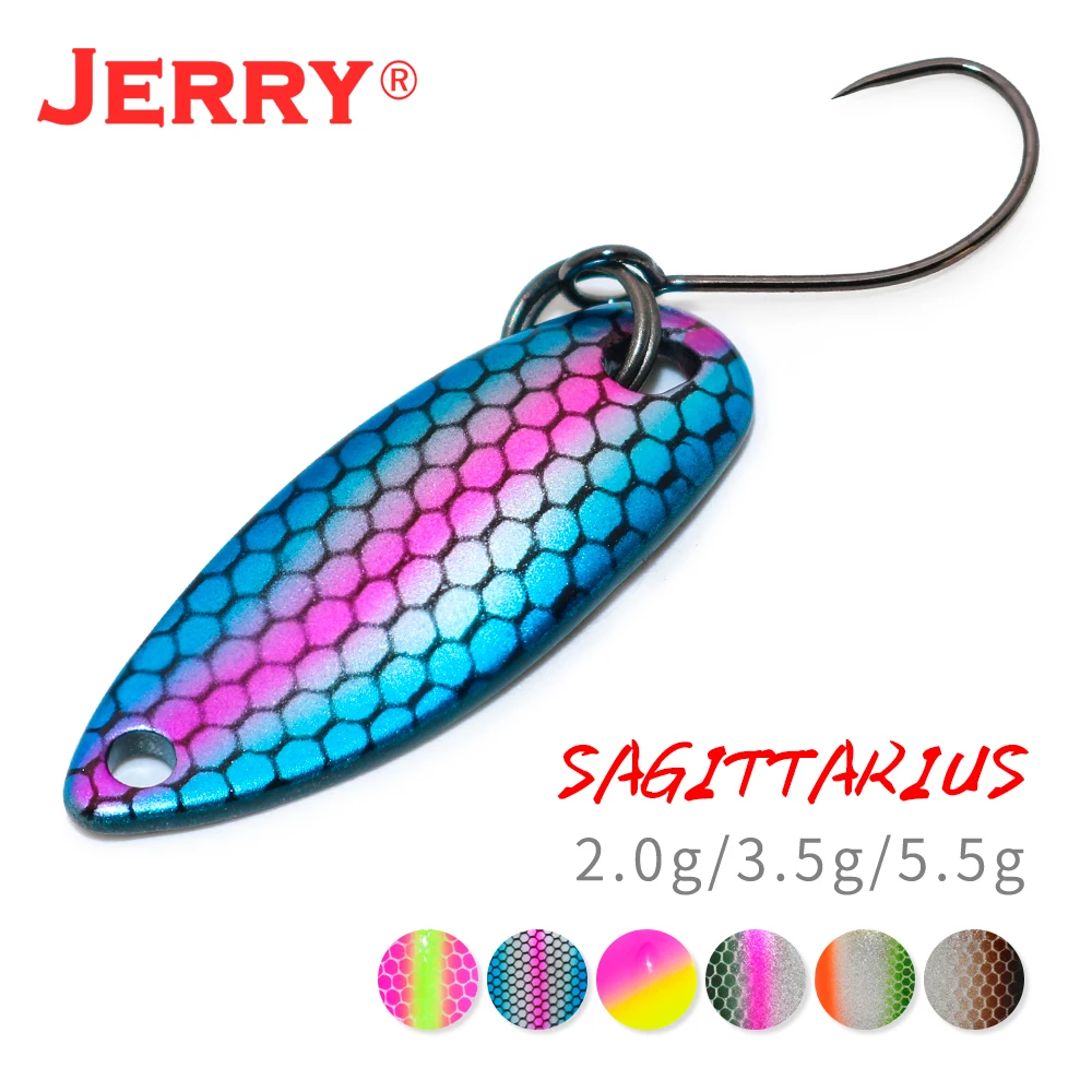 Jerry Sagittarius 2g 3.5g 5.5g Casting Fishing Spoon Ultralekka słodkowodna mosiężna metalowa przynęta na pstrągi Pike Bass Lake Spinning Pesca