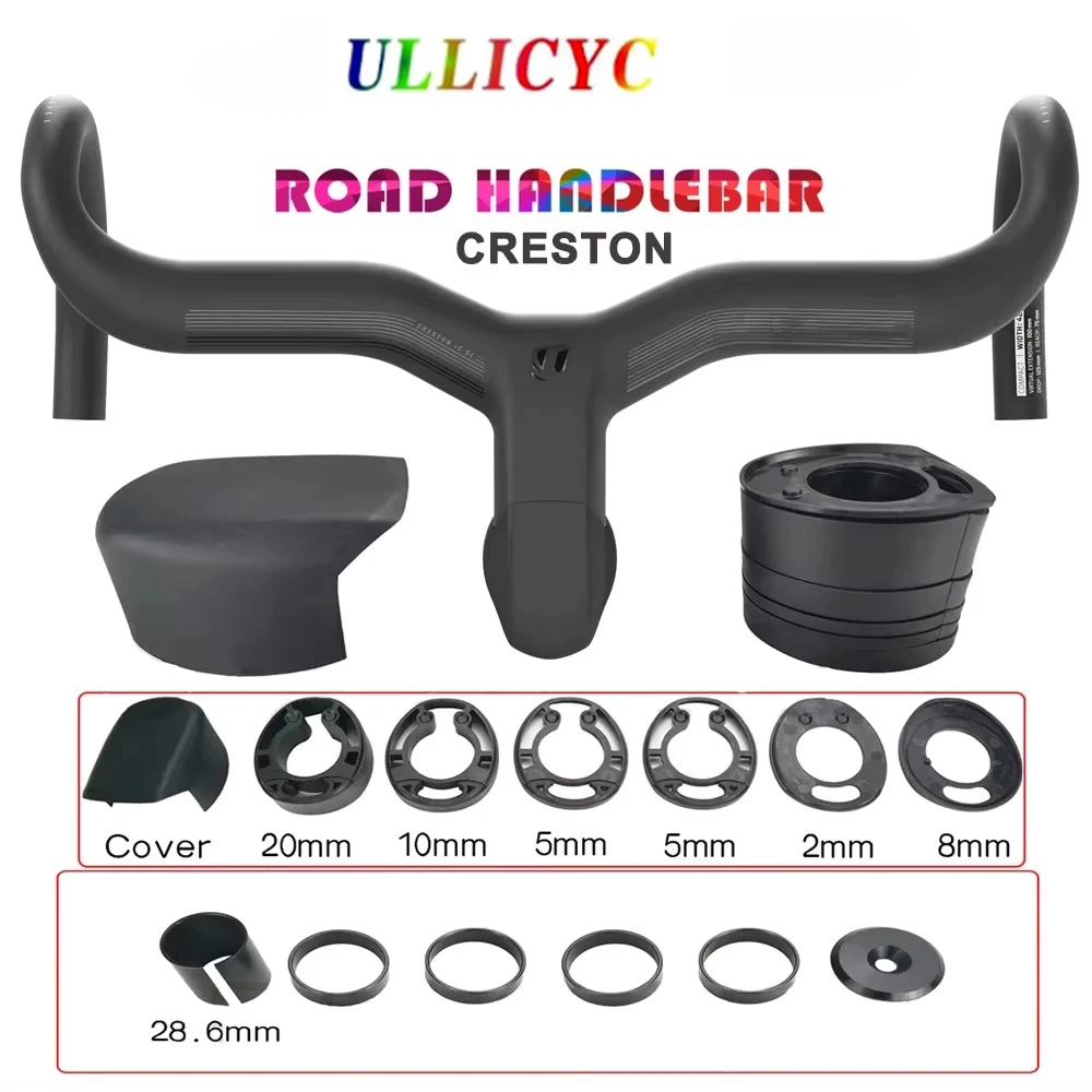 

Creston Road Bicycle Carbon Handlebar Internal Wiring Integration Bike Carbon Fiber Handle 380-440mm 90/100/110/120mm