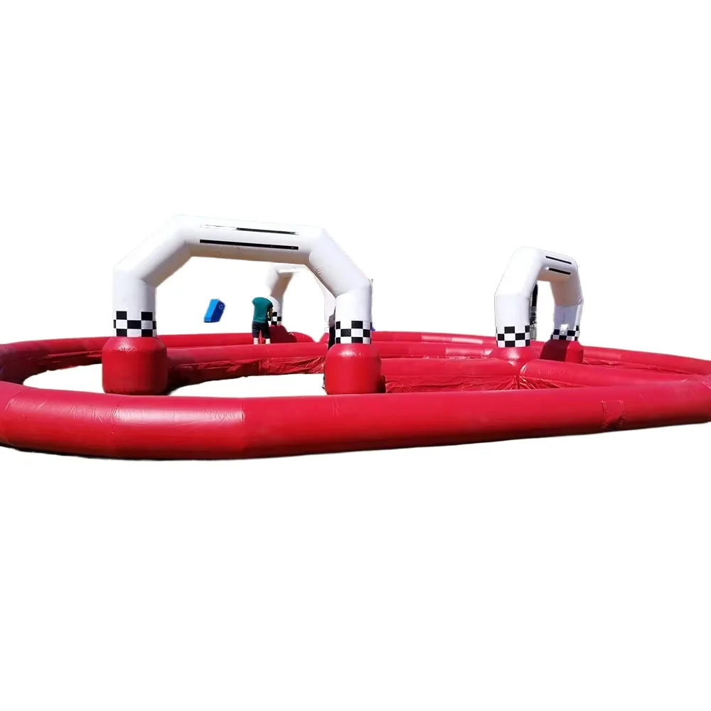 مجموعة مسارات سباق ممتازة قابلة للنفخ لخدمة Go Kart & Zorb Ball سريعة الجو إلى الباب مقاس 20 × 15 م #3