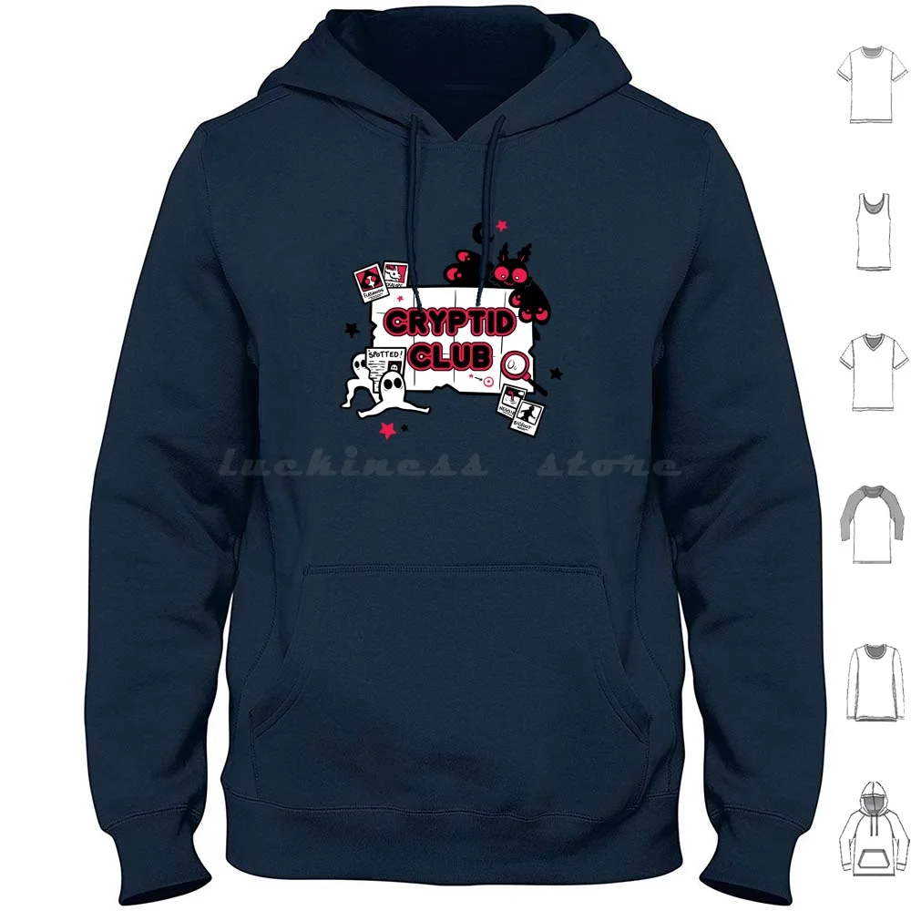 Cryptid Club Moletom com capuz de algodão manga comprida Mothman Cryptid Cryptids Club Fresno Nightcrawlers Monster Monsters fofo