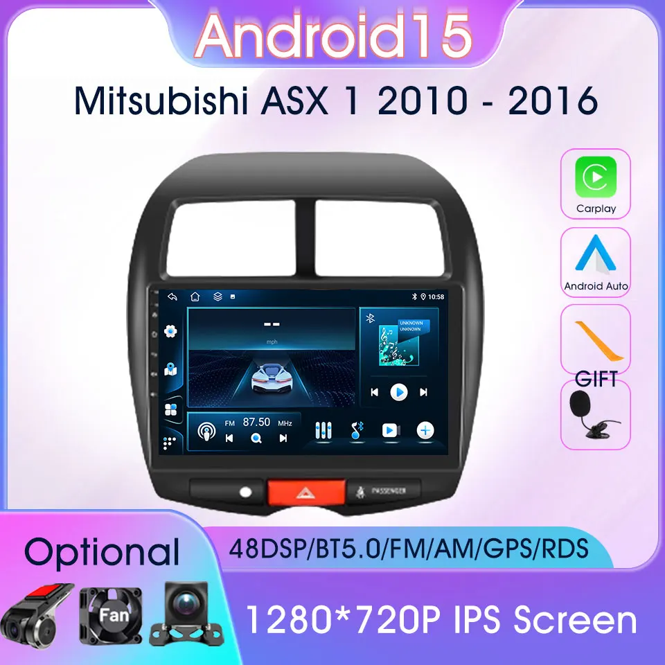 

9 Inch Head Unit Carplay Android Auto Navigation GPS Car Radio For Mitsubishi ASX 1 2010 - 2016 Multimedia Video Player GPS DSP