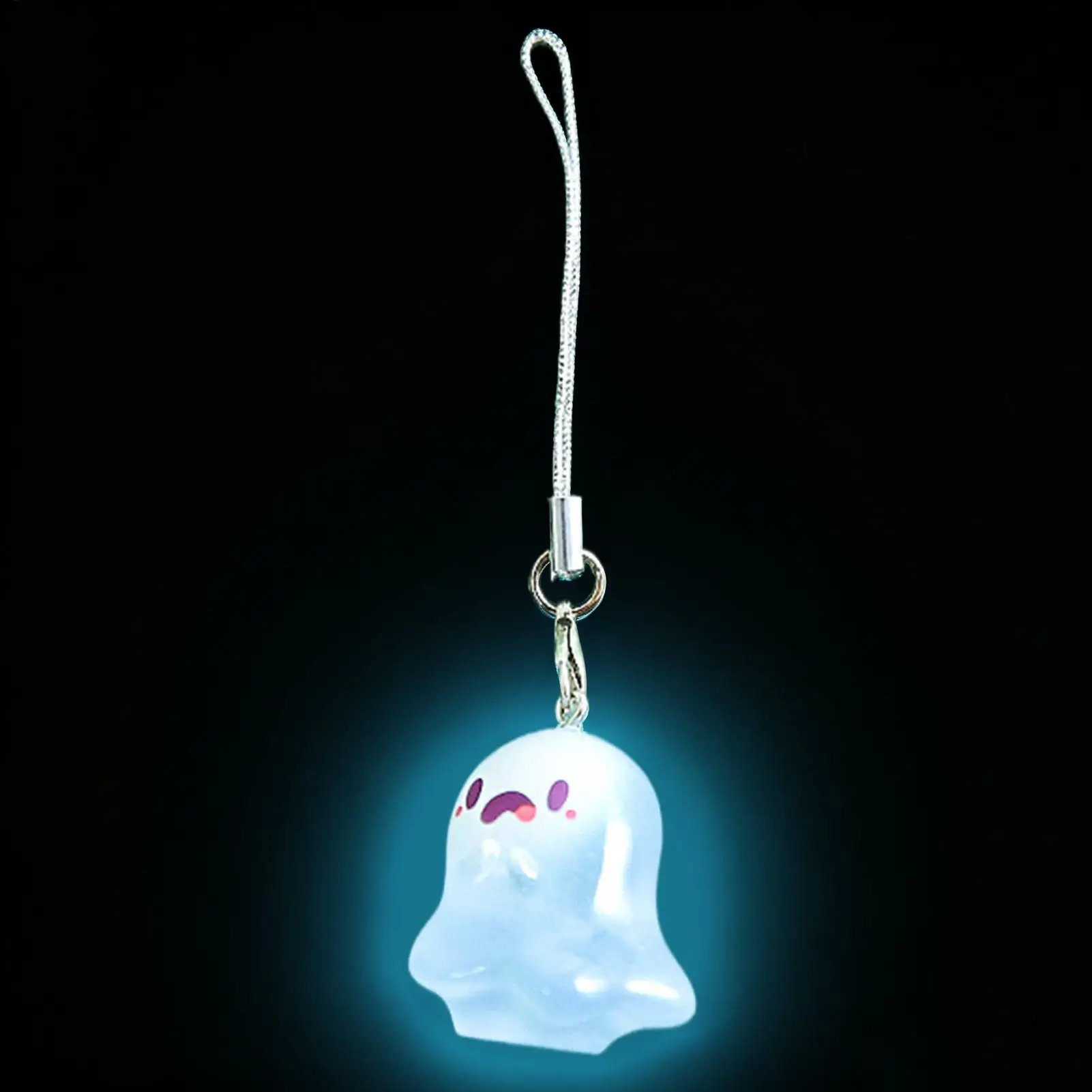 Ghost Bag Charm Glowing Funny Cute Resin Ghost Pendant Halloween Keychain for Kids Adults School Travel Office Handbag Purse