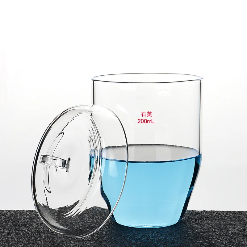 Quartz crucible cup with lid Transparent high-purity quartz glass High temperature and corrosion resistance instruments