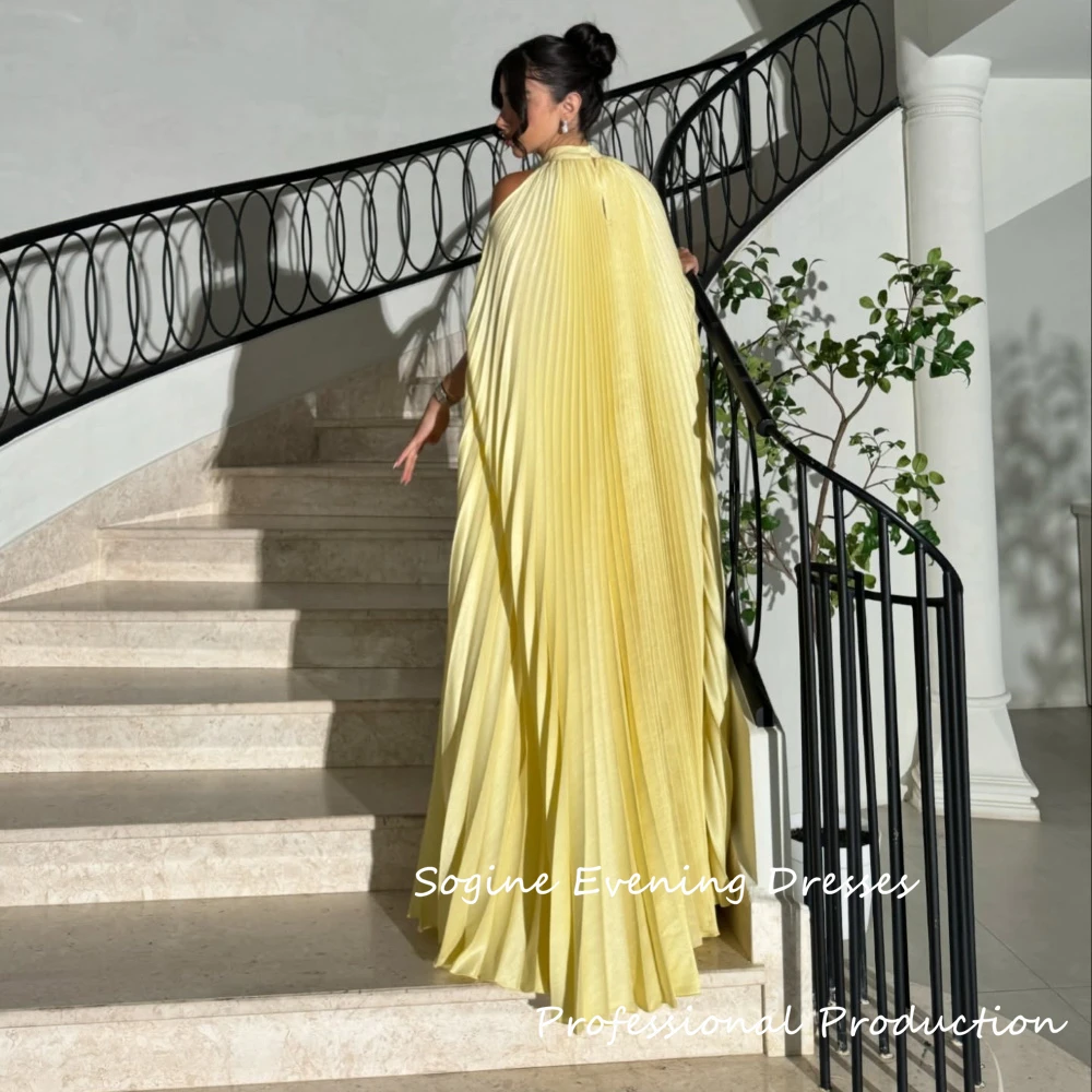 Sukienki wieczorowe na zamówienie, żółte satynowe, plisowane, w kształcie litery A, z odkrytymi ramionami, sukienki na studniówkę, seksowne damskie suknie formalne do ziemi, kolekcja 2025