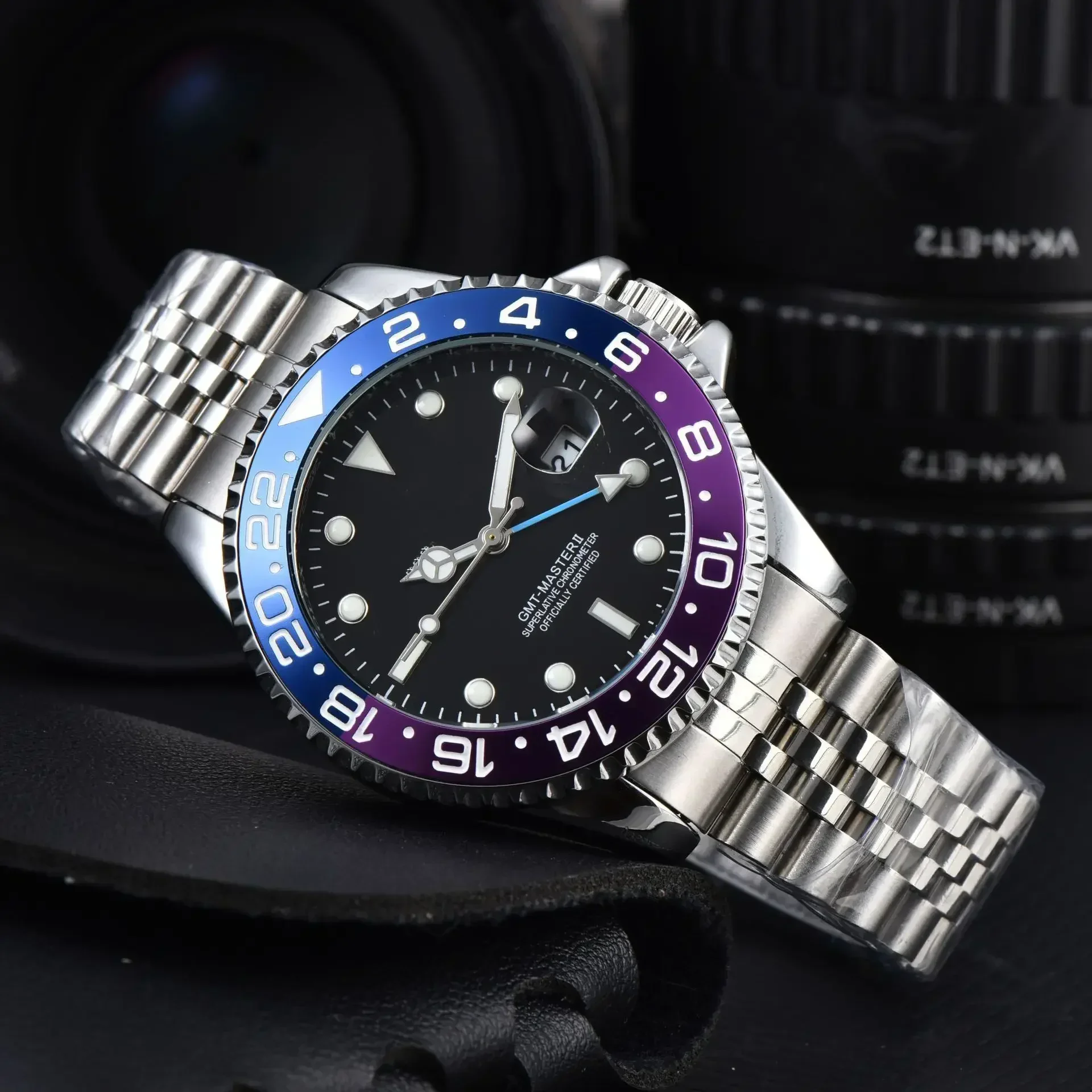 40mm Red Blue Pepsi Business Diver NH34 GMT Watch 100m Waterproof Sapphire Crystal NH34A Automatic Watches For Men reloj hombre