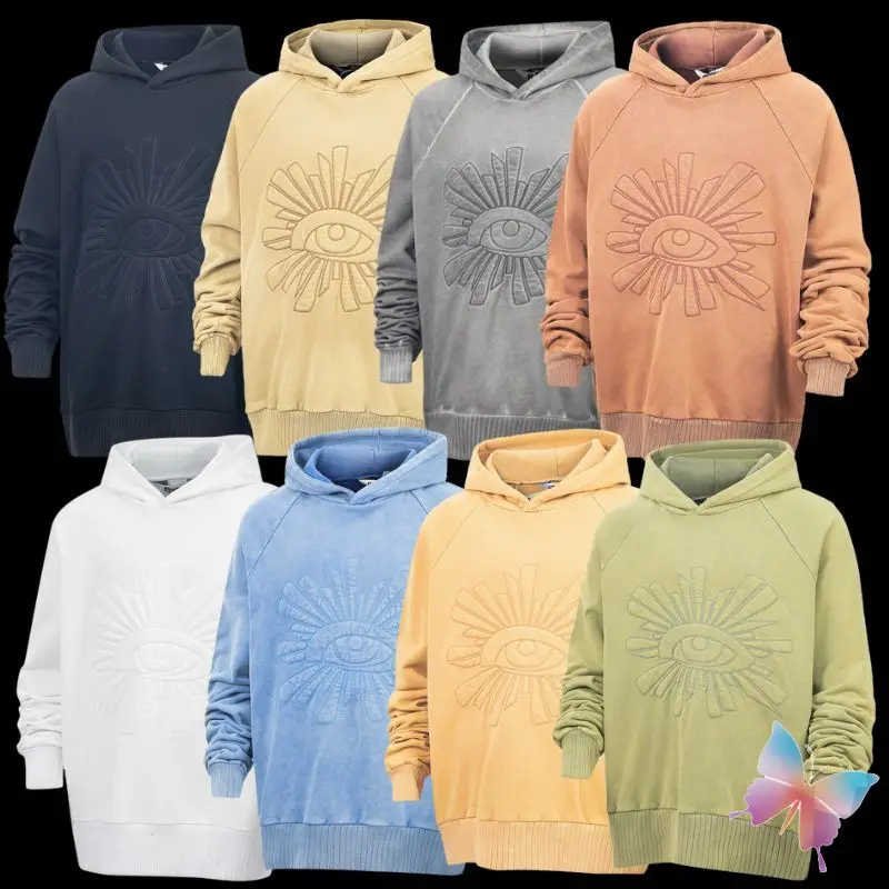 

24ss Winter New 3D Embroidered Eye HOUSE OF ERRORS Hoodies Men Women Washed Vintage Hoody Multicolor Couple Sweatshirts