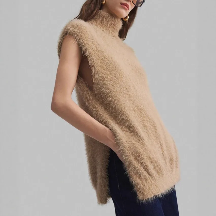 

2025 Fashion Women Spring Autumn Knitted Sleeveless O-Neck Loose Pullover Sweater Vest Pull Ladies Winter Turtleneck Sweater