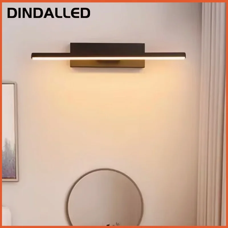 Modern Retractable LED Bathroom Mirror Light Makeup Vanity Wall Sconce in Black and White for Indoor Lighting