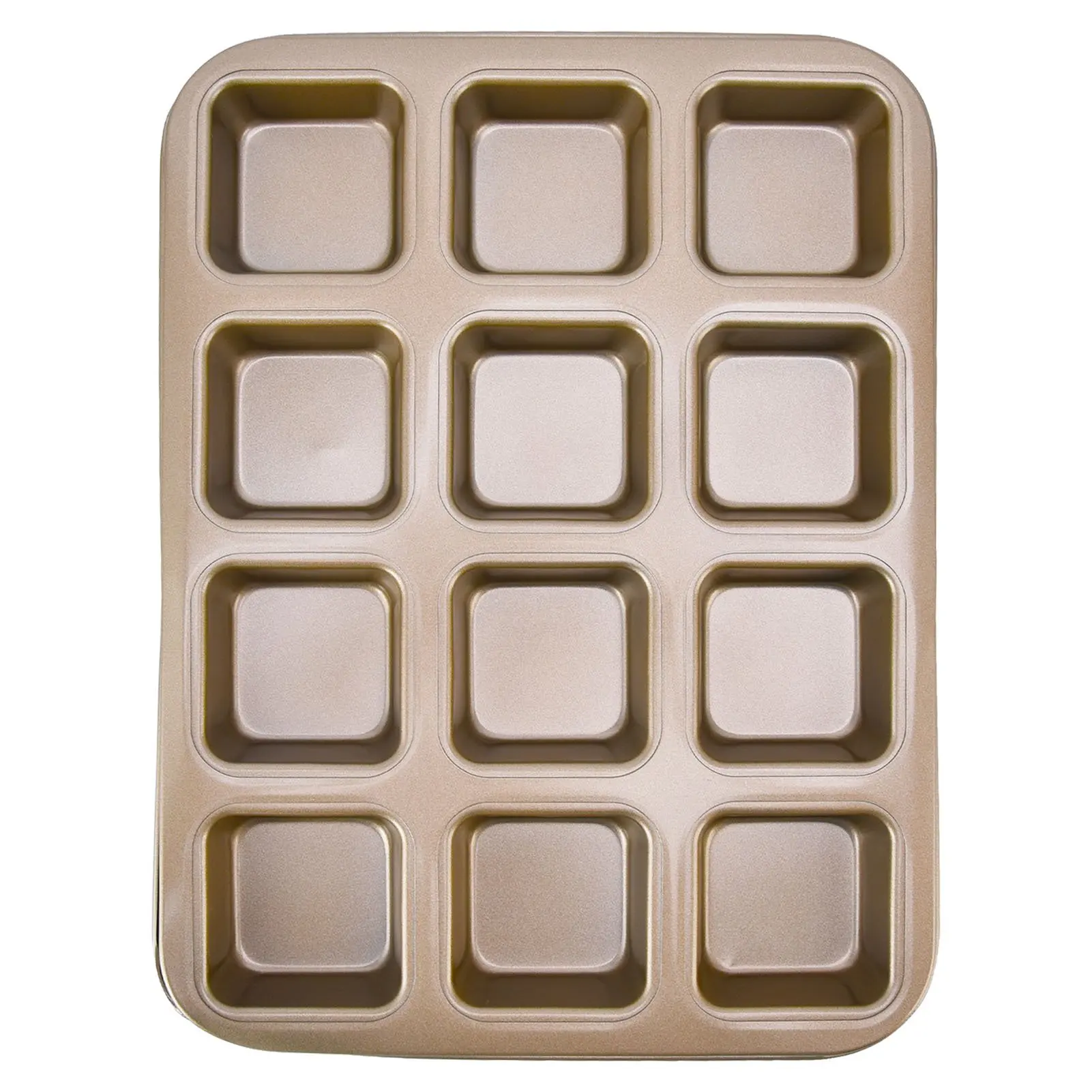 Mini Loaf Baking Pans 12 Cavity Brownie Baking Pan Carbon Steel Muffin Bakeware Cupcake Bread Divider Mold Gold
