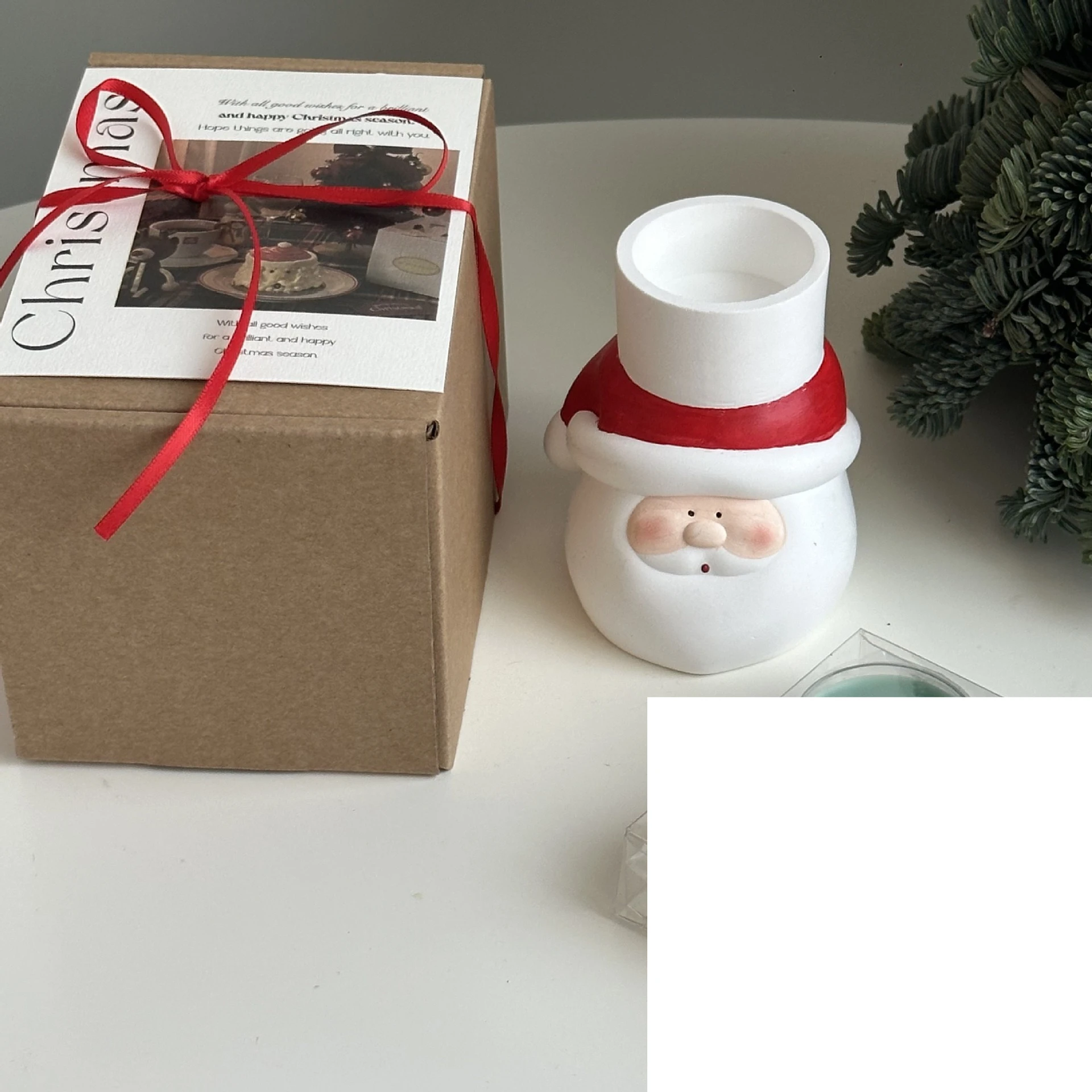 عيد الميلاد الديكور شمعة حامل سانتا كلوز الشمعدان رسمت باليد سانتا كلوز الجص شمعة حامل ديكور المنزل