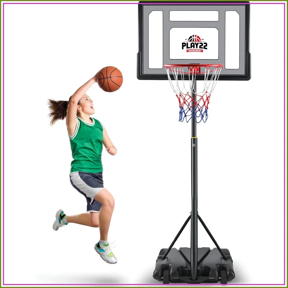 

Adjustable Kids Basketball Hoop, 33in Backboard, 70-84in Height, Portable with Fillable Base