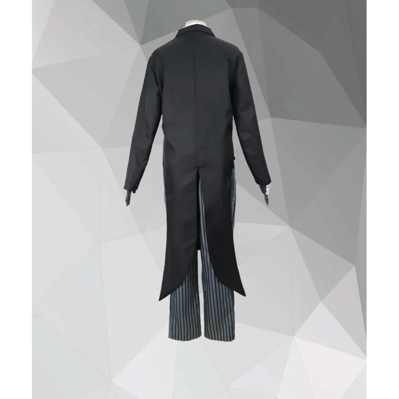 Enmu fantasia cosplay com peruca para homens, Anime Demon Slayer, Kimetsu no Yaiba, casaco, camisa, calças, luva, uniformes pretos, festa de Halloween