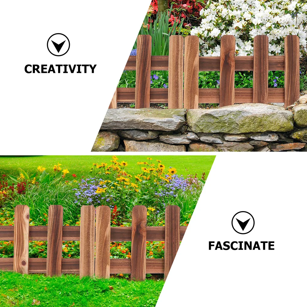 

Rustic Wood Fence Lightweight Sturdy Garden Fence for Flowerbeds Curves Yard Border Outdoor Decorative Fencing