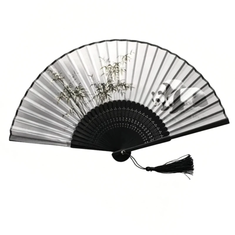 

Chinese Style Panda Craft Fan Chinese Style Summer Women's Dance Fan Photo Runway Prop Fan Classical Craft Gift Fan Cultural