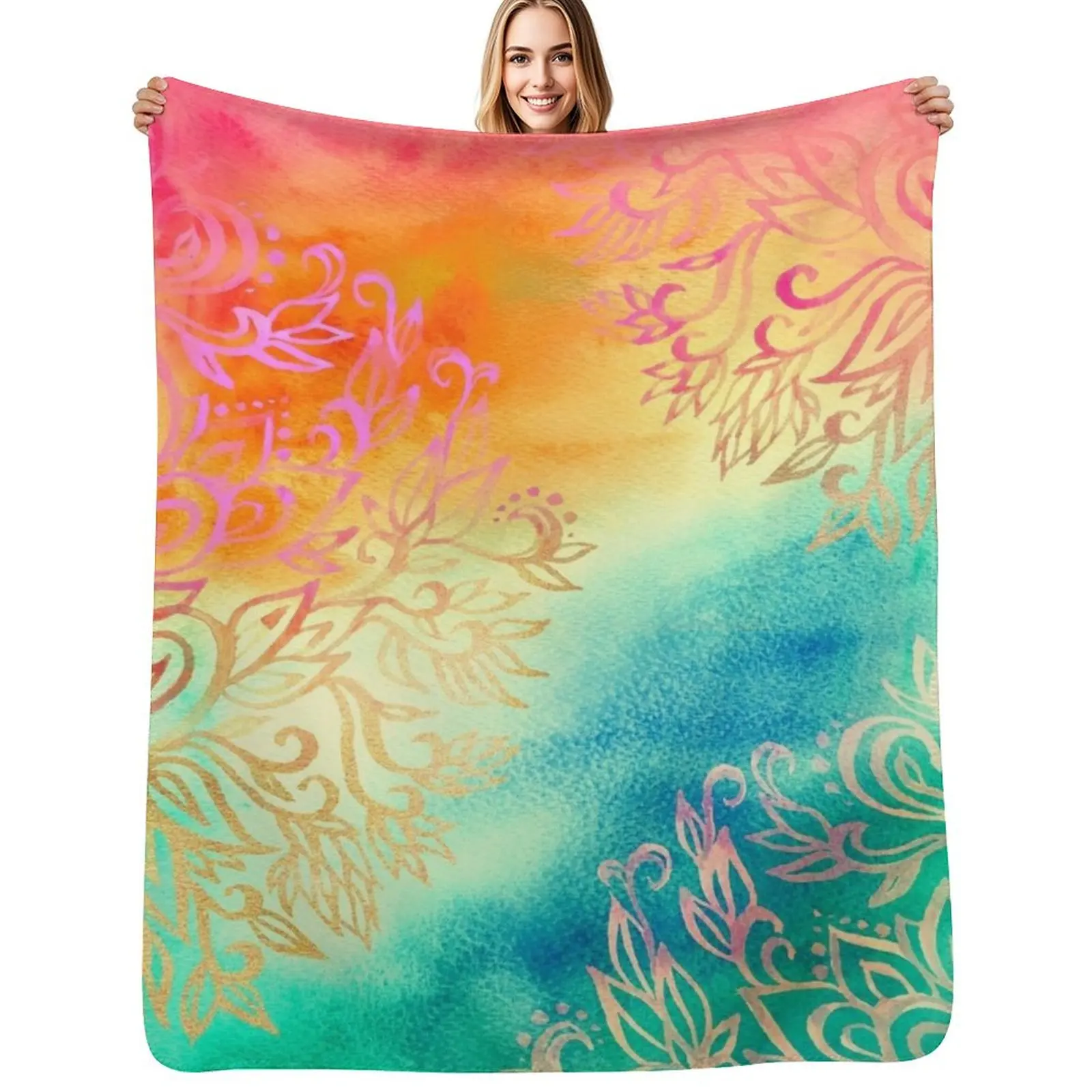 Watercolor Wonderland Throw Blanket Shaggy Furry Soft Blanket for Bedroom Living Room