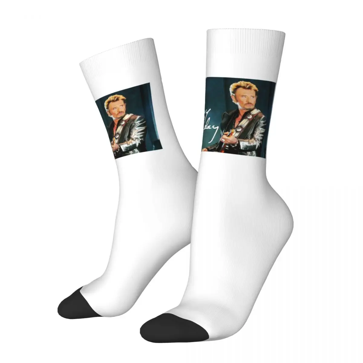 Limited Access Johnny Hallyday Rock Music French Singer Socks Male Mens Women Summer Stockings Polyester