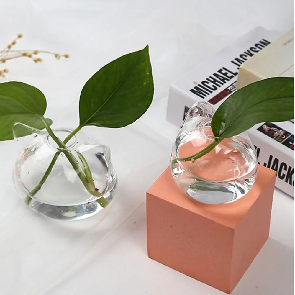Plant Flower Vase Not Easy to Break Hydroponic Vase Cat Shaped Glass Cat Glass Vase No Easy Fade Transparent Bedroom