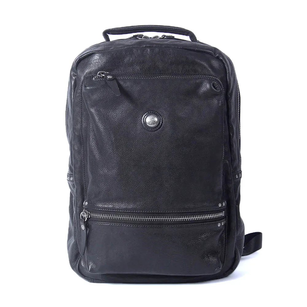S.WORKER Lässiger Rucksack aus echtem Rindsleder, Herren-Laptop-Rucksack, Tagesrucksack mit großer Kapazität, Reisetasche, Schultasche – Detail 7