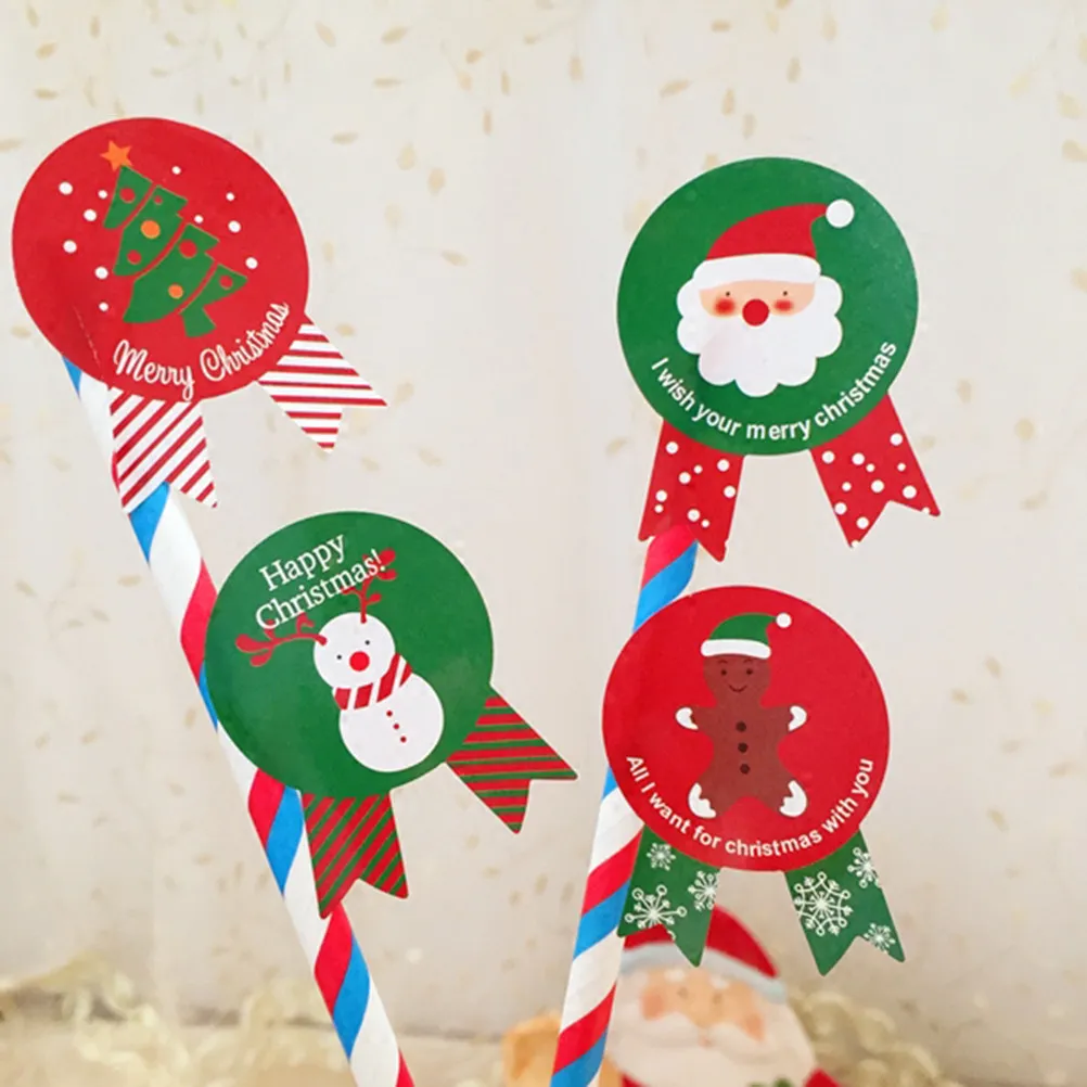 

320Pcs Food Grade Christmas Sealing Stickers Strong Adhesive Holiday Decals for Bakery Boxes Envelopes Scrapbooking Treat Bags