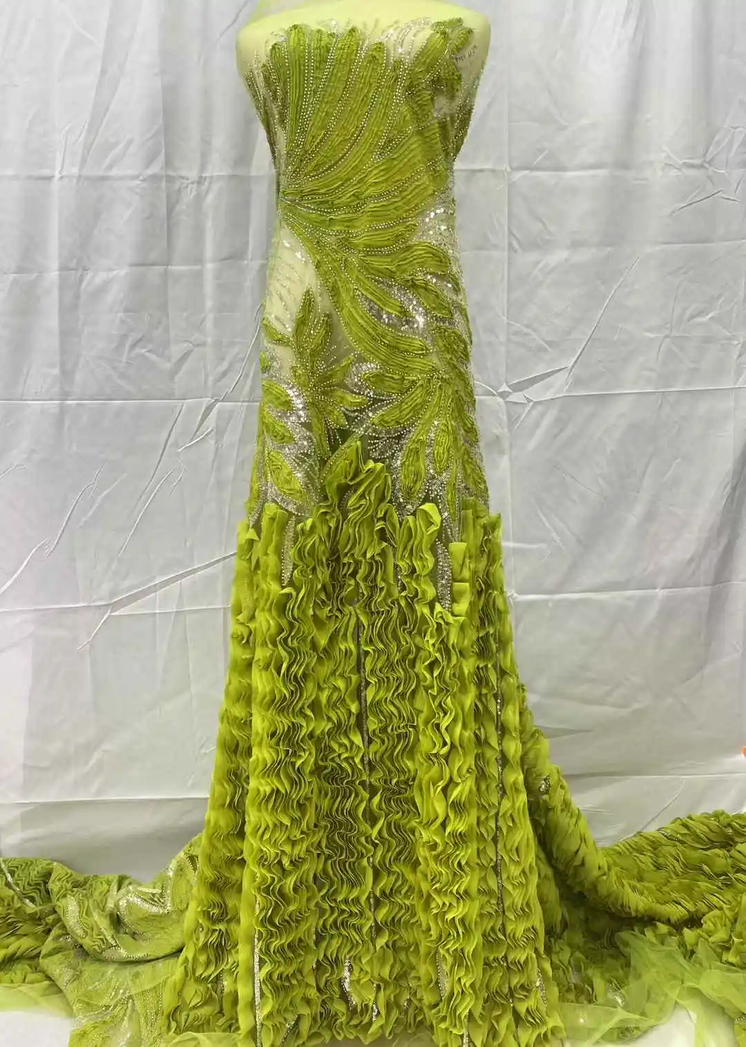 Африканская тяжелая кружевная ткань с бисером, нигерийская кружевная ткань с блестками для жениха, шитье свадебного платья, высокое качество, 5 ярдов, 2025 г.