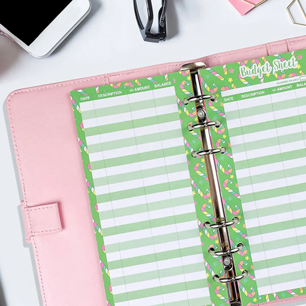 60 قطعة أوراق الميزانية نمط الحلوى 6-Hole لكمة A6 الموثق إدراج السلس ورق للكتابة حساب المقتفي مخطط مكتب #3