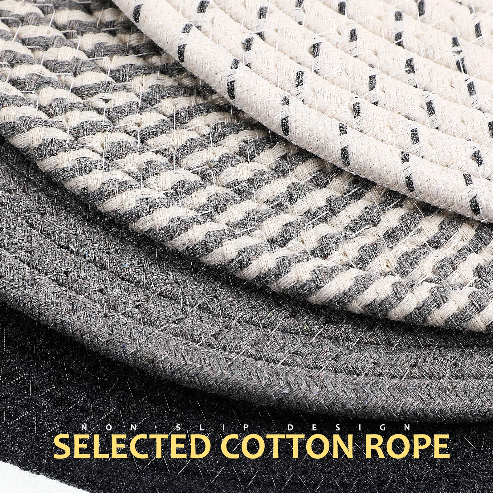 

4 pcs Cotton Rope Round Woven Braided Table Mats Non-Slip Coasters For Dining Coffee Table Trivets Pot Holders Woven Placemats