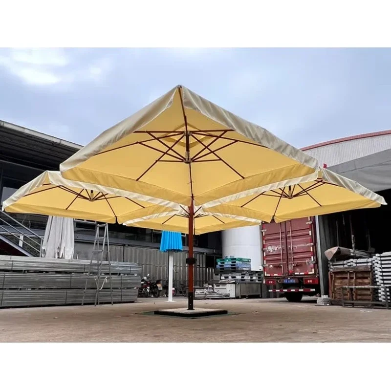 Four-headed restaurant outdoor seating, umbrella large garden parasol large size with fringed patio umbrella