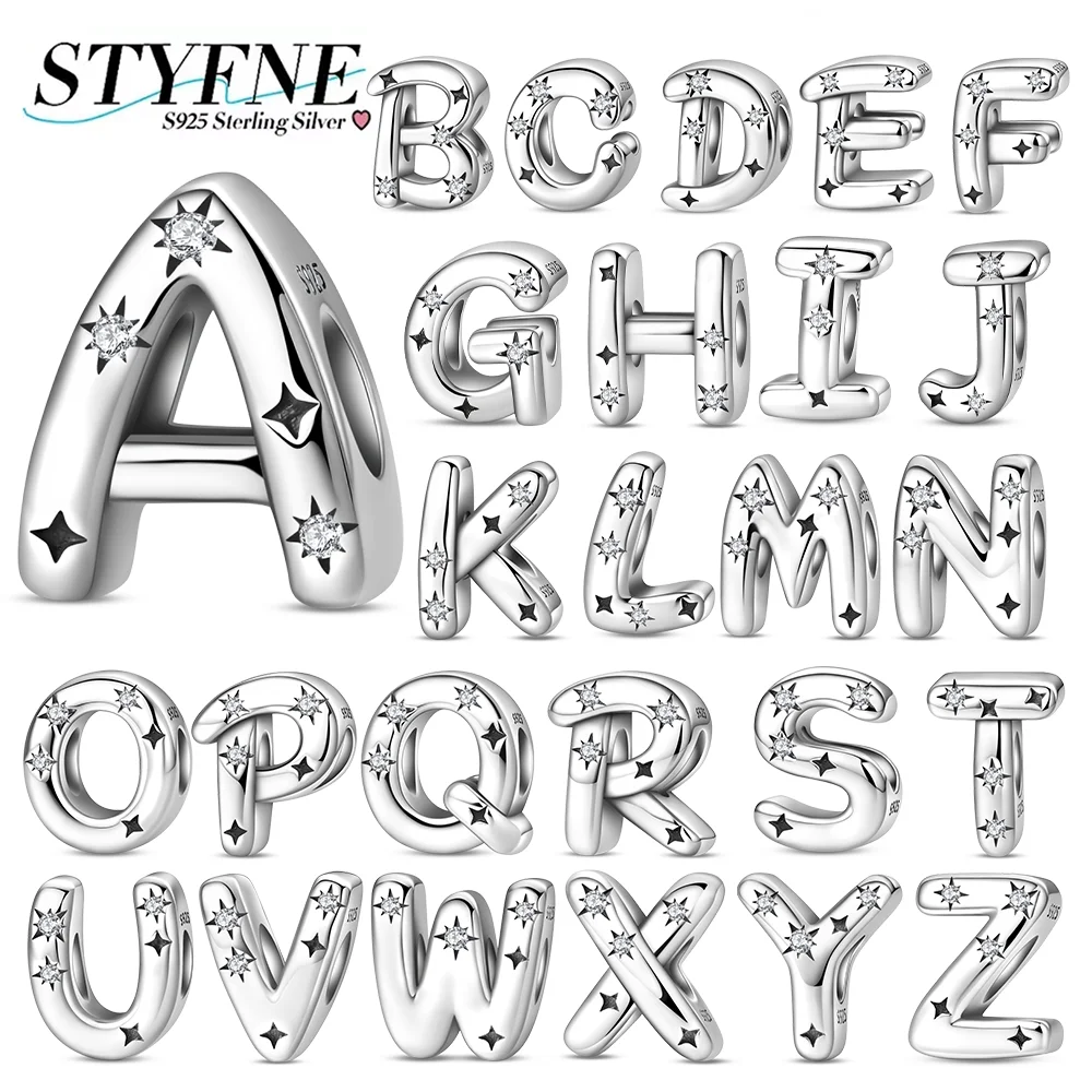 

Charms 925 Silver Letter Series Starlight Letters Shining Zircon Beads Fit Bracelet Accessories Jewelry Making Fine Jewelry Gift