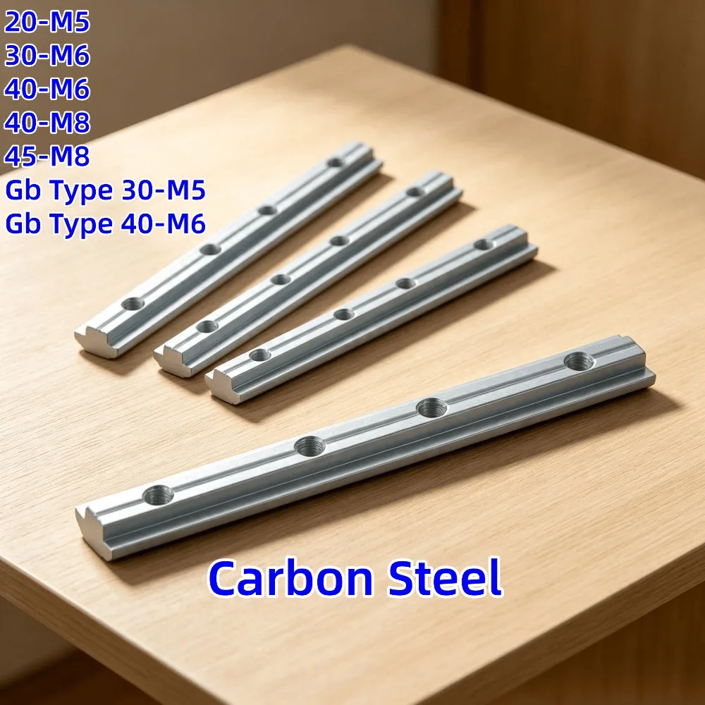 EU GB Standard One-Line Connecting Strip for 20 30 40 45 T Slot Aluminum Profile, Lengthened Slot Nut Docking Fittings