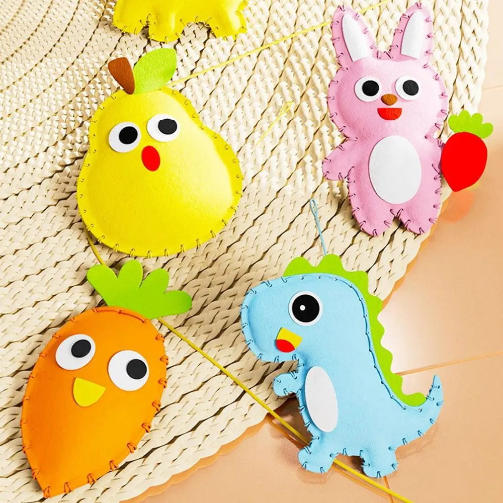 New Multicolor DIY Sewing Toy Hand-eye Coordination Cartoon Bear Rabbit Cartoon Animal Safety Tool EVA Sewing Material Kit Toy