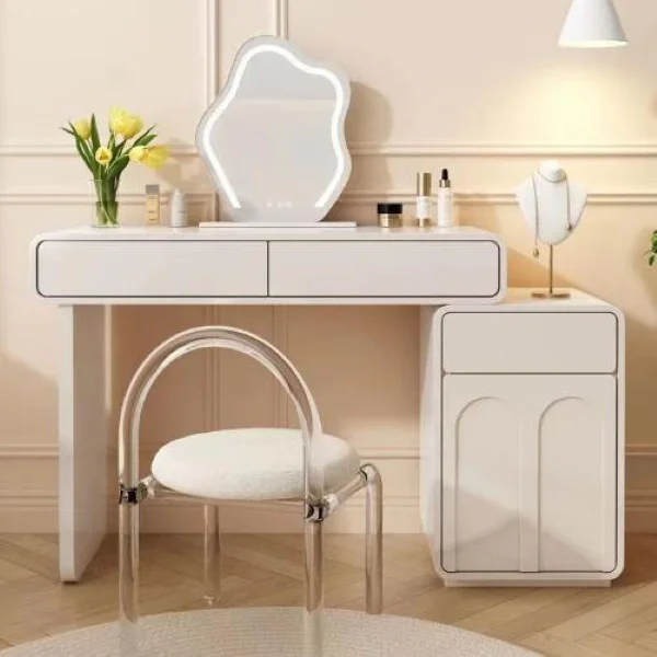 %Factory Direct Sales French-Style Lighted Painted Lacquered Bedroom Vanity Sets for Apartment Hotel Custom Vanities Manufacture