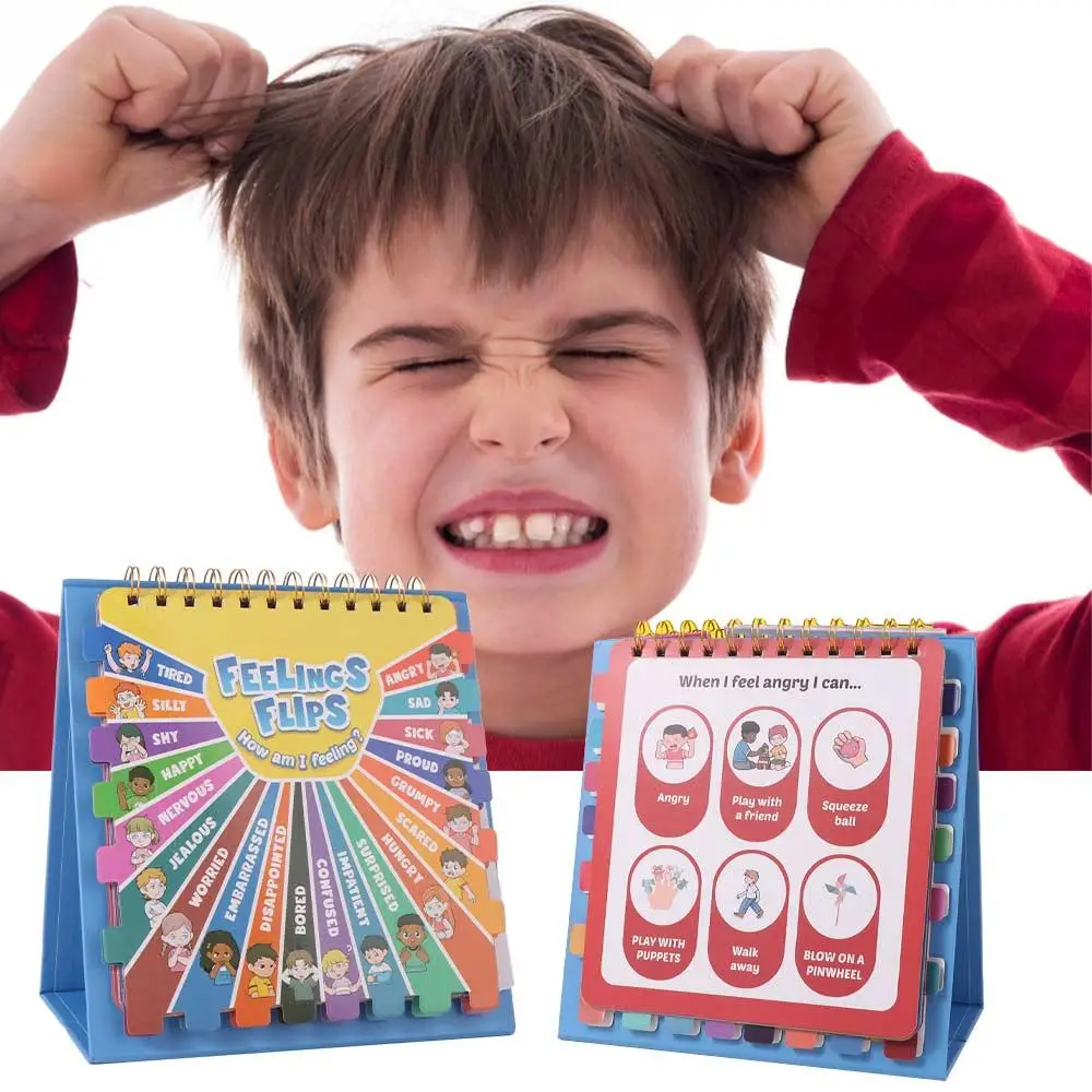 

Книга раннего обучения с ощущениями и эмоциями Монтессори, познание, социальная эмоциональная книга, забавная интерактивная раскладная книга для чтения