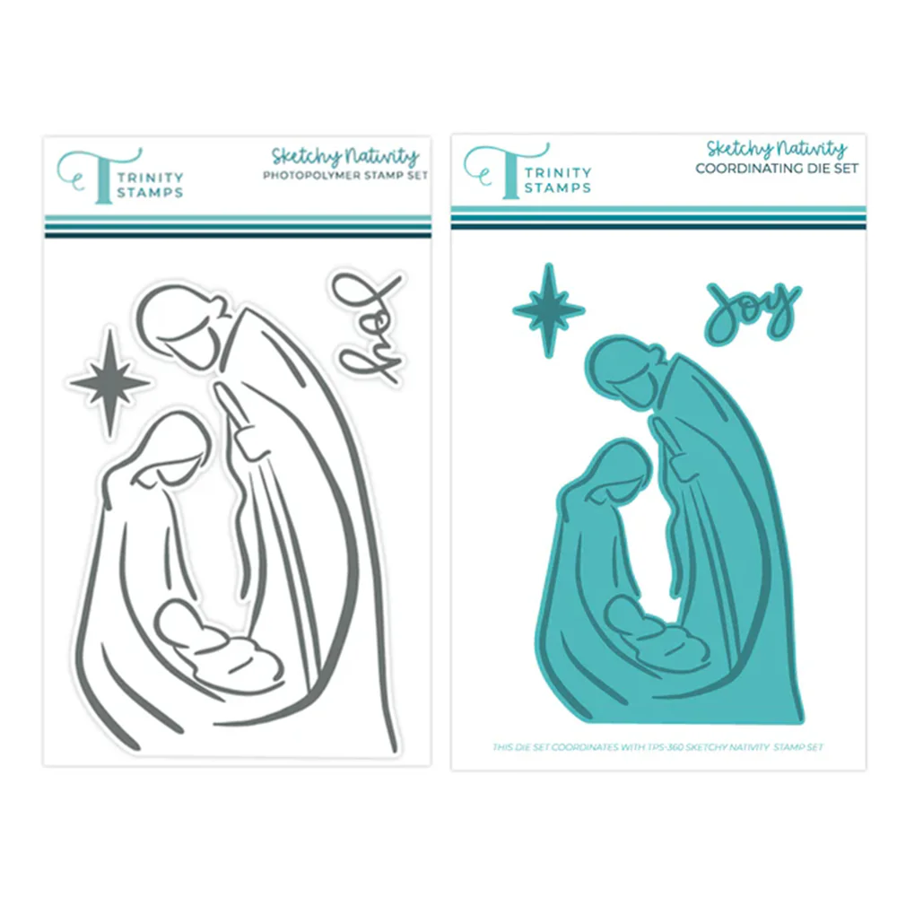 

New 2024 Sketchy Nativity Christmas Metal Cutting Dies Clear Stamps Scrapbooking For Paper Making Frame Card